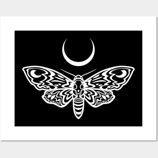 Death's Head Hawkmoth With Moon Posters and Art